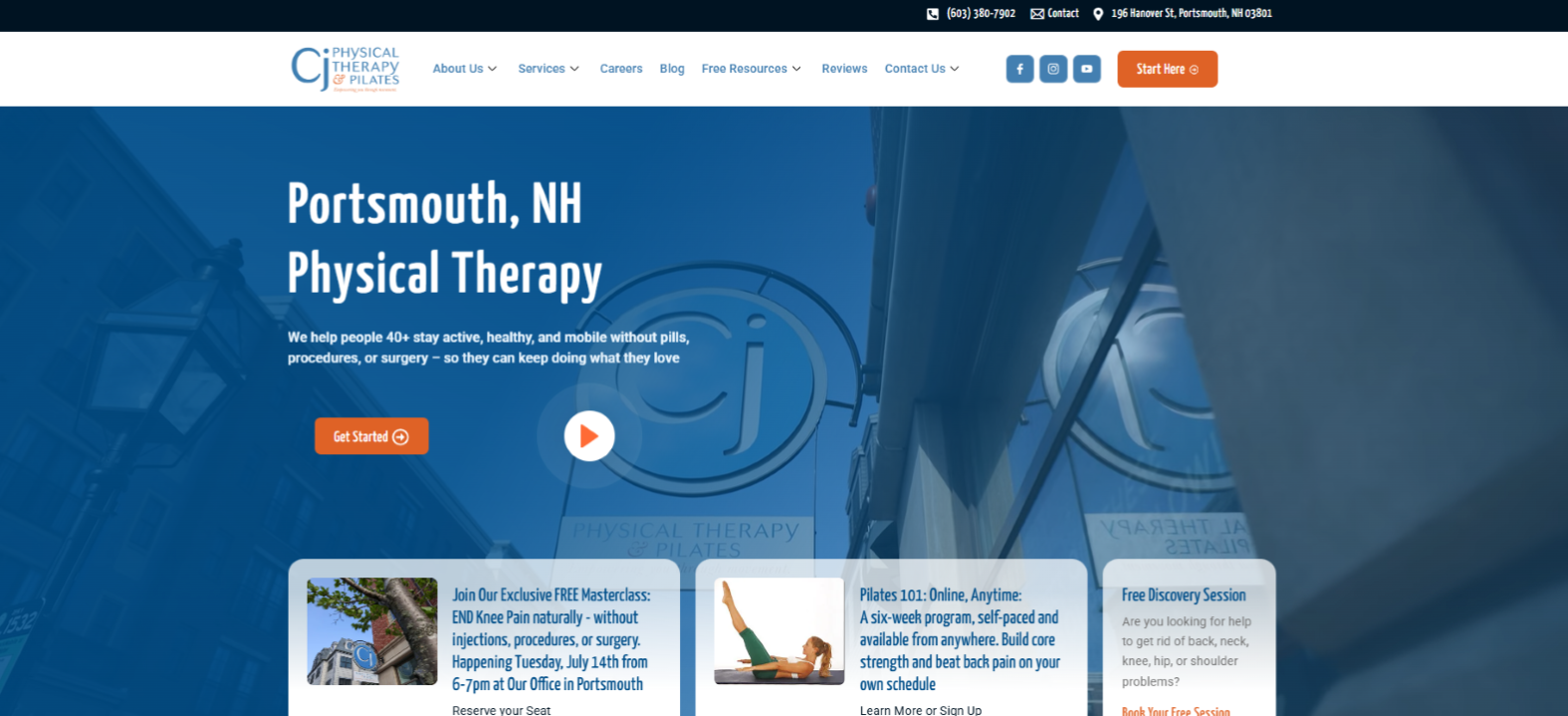 CJ Physical therapy website redesign